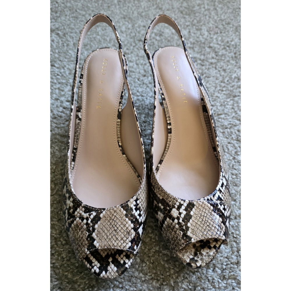 Kelly & Katie Nerani Faux Snakeskin Sling Back Heels Size 10